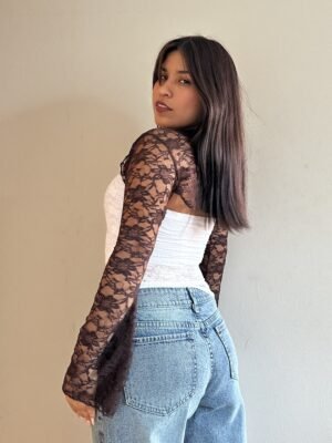 Manguitas Encaje Marrón