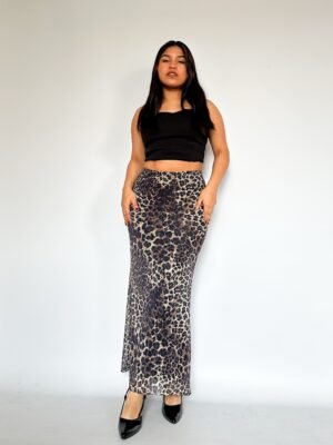 Falda Mesh Animal Print Marrón