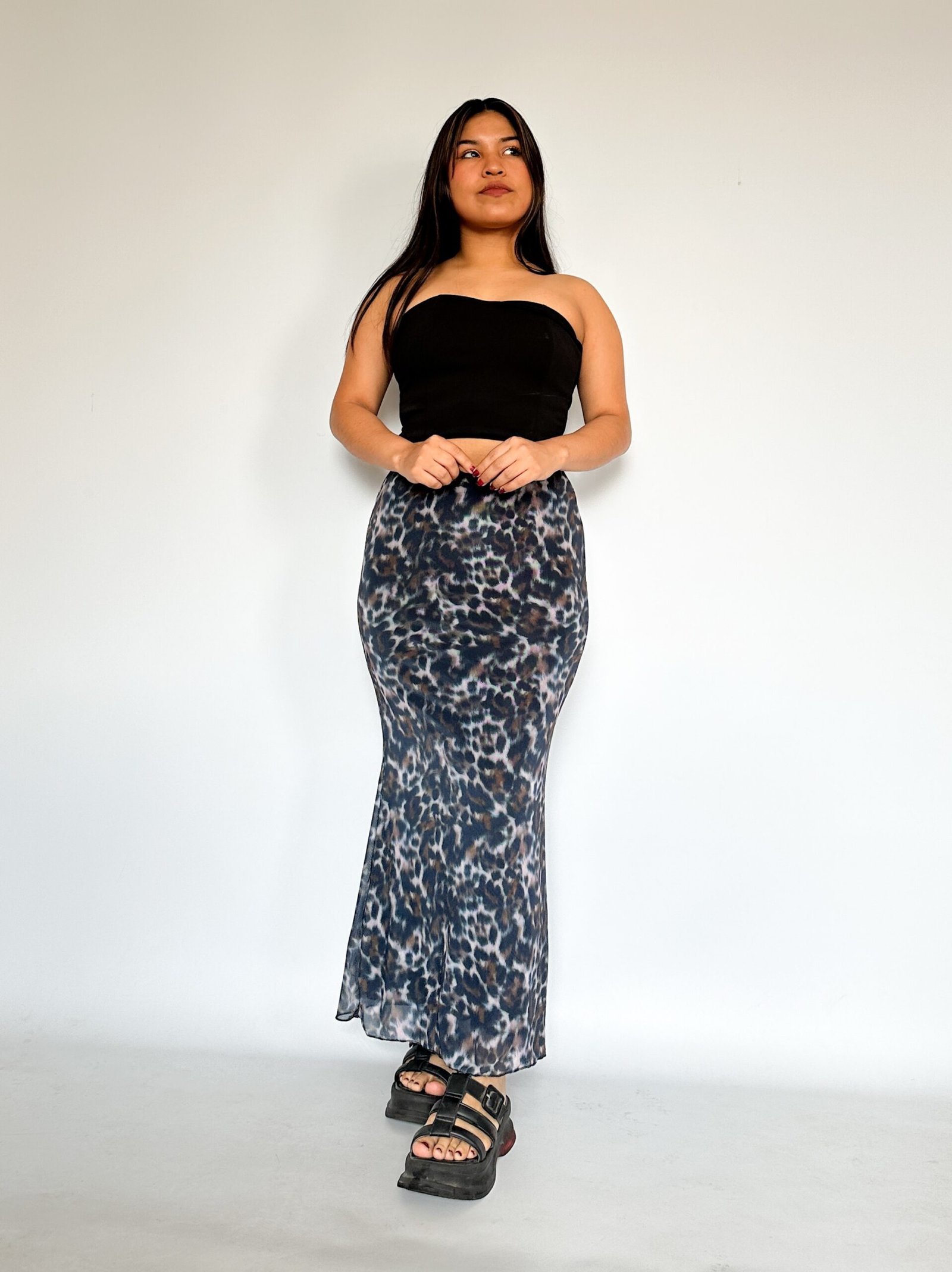 Falda Mesh Animal Print Plomo