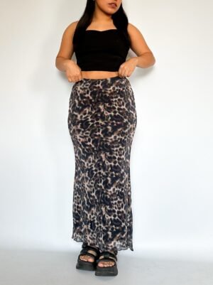 Falda Mesh Animal Print Beige