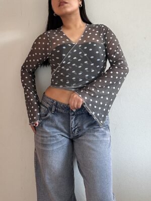 Capa Mesh Polka Dots Negro