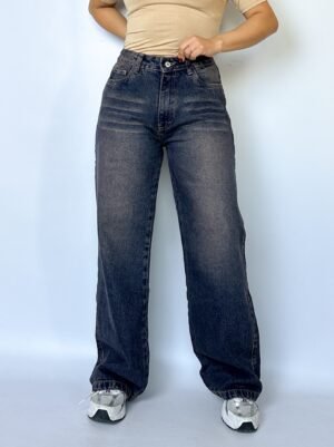 Wide Leg Jeans Tiro Alto Madera