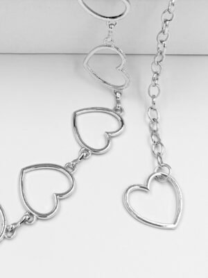 Correa de Cadenas Plateado Eslabones de Corazón