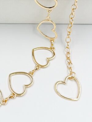 Correa de Cadenas Dorado Eslabones de Corazón
