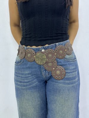 Concho Belt Circular Marrón oscuro