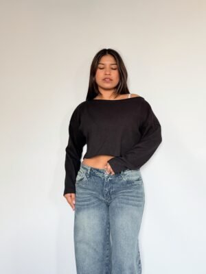 Chompa Crop Wafer Negro