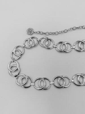 Correa de Cadenas Doble Aros Plateado