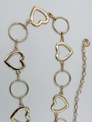 Correa de Cadenas Corazón y Círculo Dorado