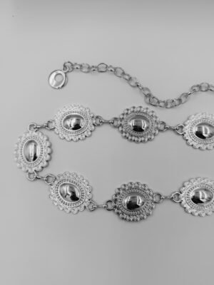 Correa de Cadenas Ovalo Vintage Plateado