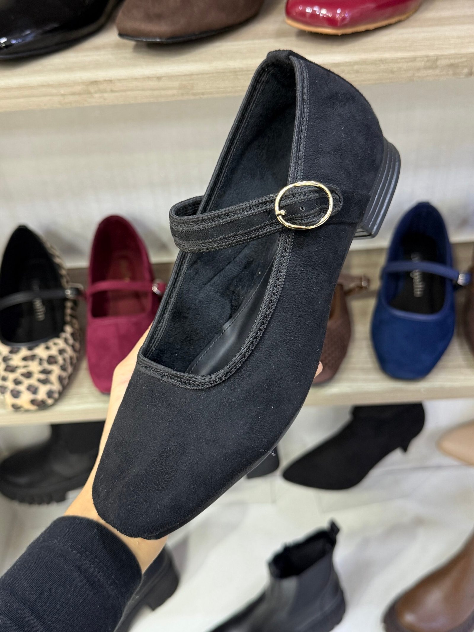 Ballerina Ela Negro Suede