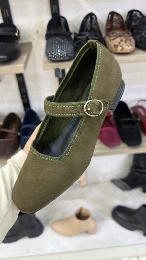 Ballerina Ela Verde Olivo Suede